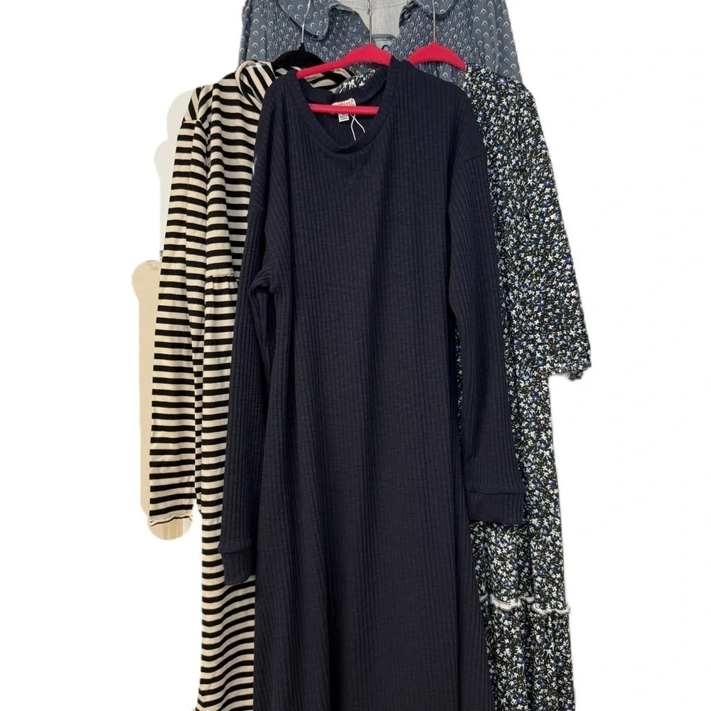 Girls sz 14 fall winter dress bundle Long Sleeve Casual ribbed striped floral